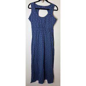 Fresh Produce Maxi Dress Women’s Small Cut Out Back Blue Geometric Print Cotton